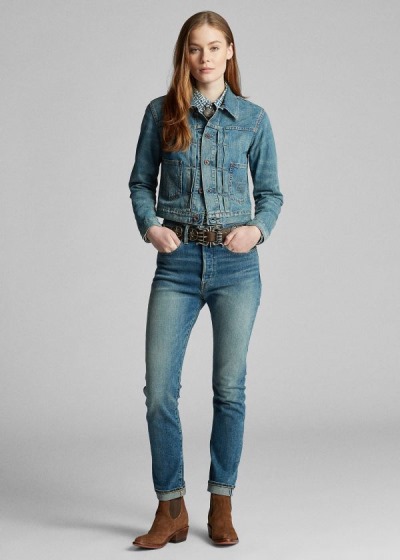 Jeans Ralph Lauren Mujer Azules - Vintage Straight Stretch - IQYKX2584